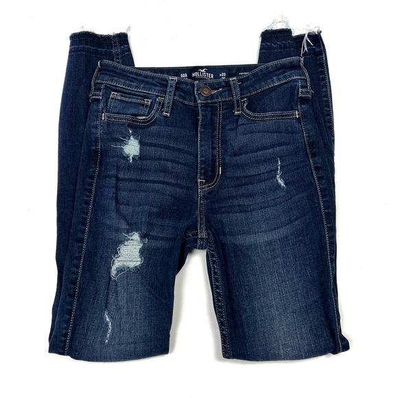 Hollister High Rise Crop Super Skinny Sz 00R Distressed Raw Hem - Picture 1 of 10